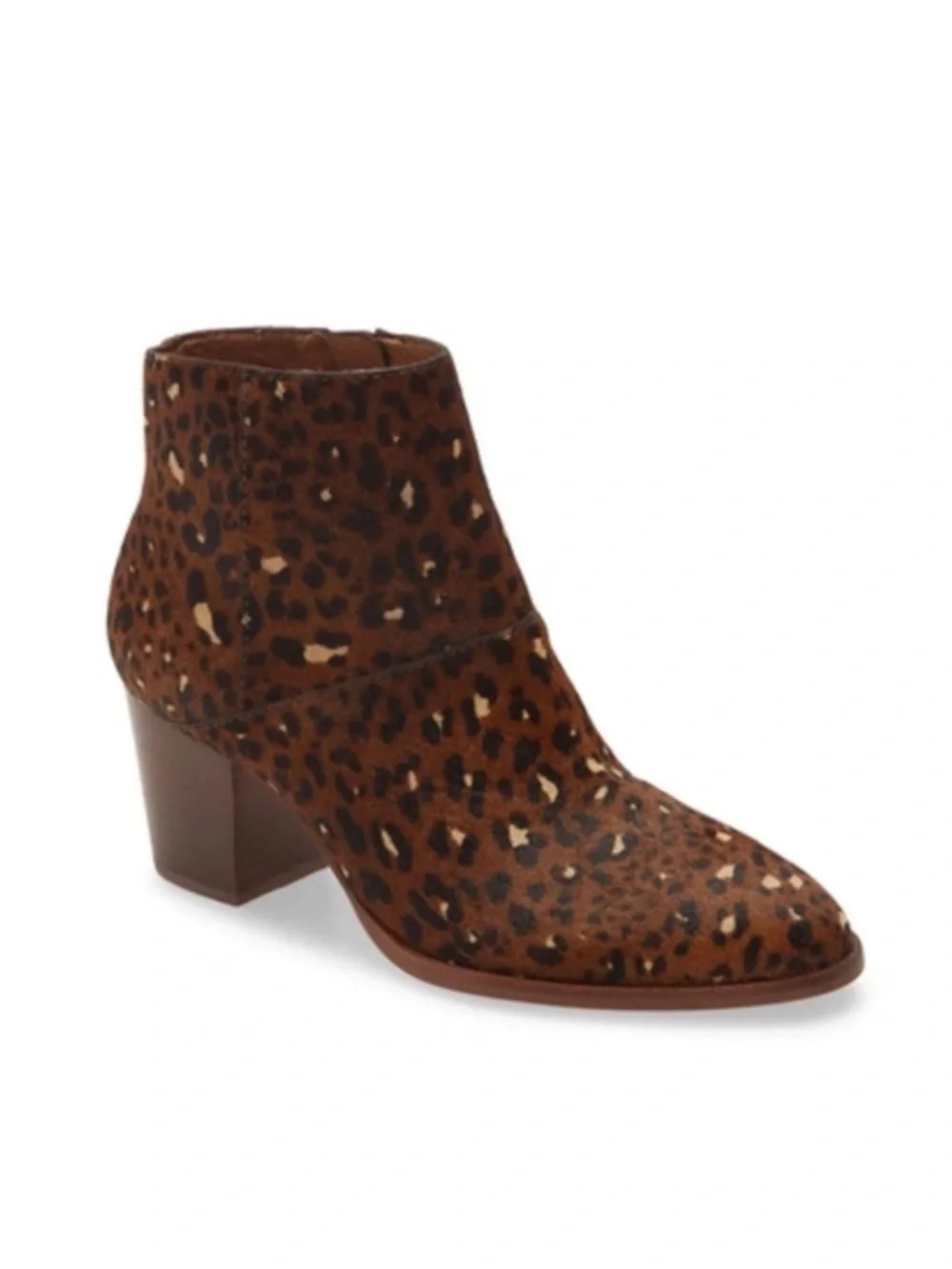 Madewell Rosie Animal Leopard Print Calf Hair Block Heel Booties Size 9 Brown